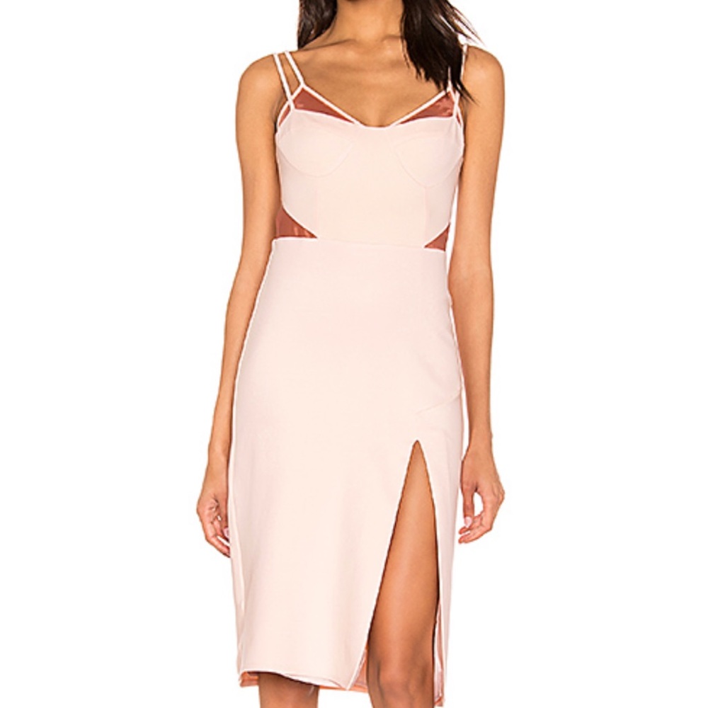 DONNA MIZANI Aliana Midi Dress in Light Rose, NWT